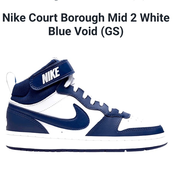 Nike Court Borough Mid 2 White Blue Size 8 Basketball in good condition leather - Picture 1 of 16